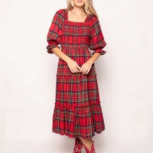 Ivy City Co Red Plaid Midi Dress